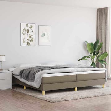 vidaXL Boxspring met matras stof taupe 200x200 cm, Verzenden, Overige maten, 200 cm, Stof