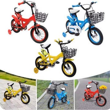 Kinderfiets 12 Inch Met Zijwielen Mand en Verstelbaar Zadel, Verzenden, Nieuw