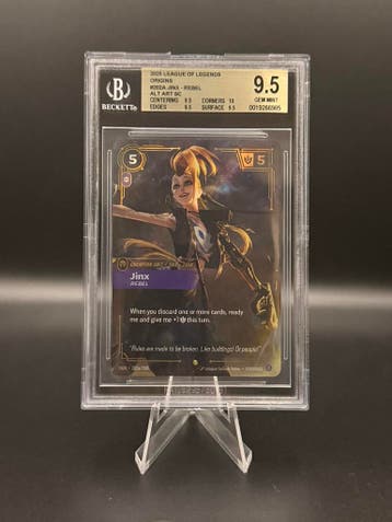 Beckett Bgs 9.5 Riftbound Jinx Rebel 202a/298 L.O.L, Verzenden, Zo goed als nieuw, Losse kaart