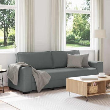 vidaXL 3-zitsbank 220x77x82 cm stof donkergrijs, Verzenden, Nieuw, Driepersoons, Stof