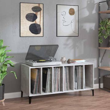 vidaXL Platenkast 100x38x48 cm bewerkt hout betongrijs, Verzenden, Nieuw