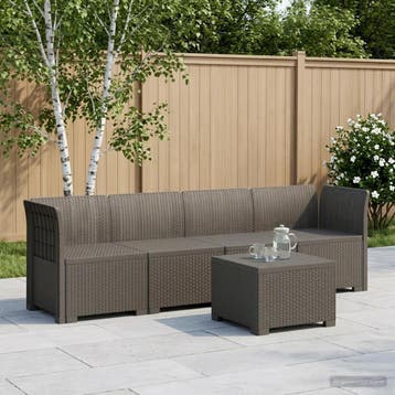 vidaXL 4-Persoons Tuin Sofa Rieten Look PP Lichtgrijs, Verzenden, Nieuw