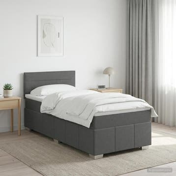 vidaXL Boxspringbed met matras Donkergrijs 90 x 190 cm Stof, Verzenden, Nieuw, Eenpersoons, Stof