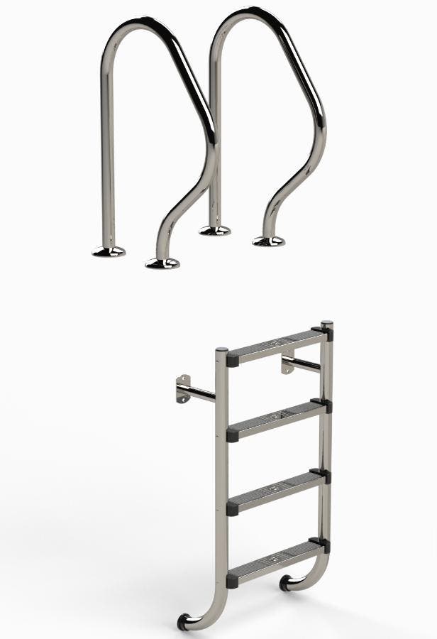 IDEAL 2-delige RVS zwembadtrap 4 treden - AISI 304, Tuin en Terras, Zwembad-toebehoren, Nieuw, Verzenden