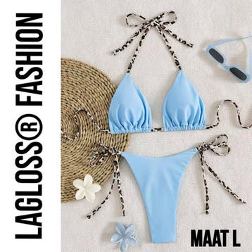 Dames Lichtblauw kleurige Bikini Set met Luipaardprint, Kleding | Dames, Badmode en Zwemkleding, LaGloss, Verzenden, Nieuw, Blauw