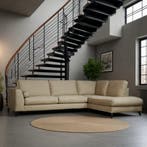 Hoekbank Rijssen goedkoop - 295x210cm veloursstof beige, Ophalen of Verzenden, Nieuw, Stof, Moderne hoekbank