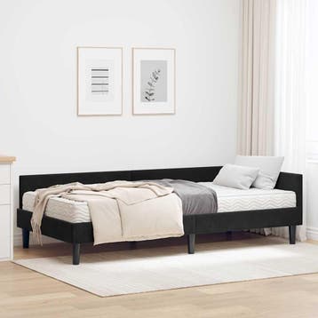 vidaXL Hoekbedframe met Matras 2 st Zwart 90 x 200 cm, Eenpersoons, Verzenden, Zwart, Nieuw