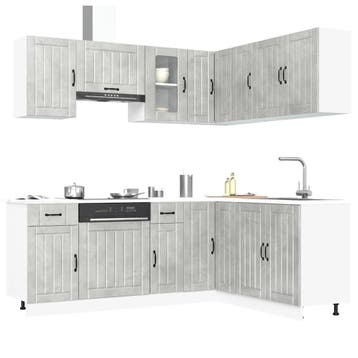 vidaXL 11-delige Keukenkastenset Lucca bewerkt hout, Huis en Inrichting, Verzenden, Nieuw, Grijs