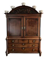 Kabinet - Hout, Messing - Antiek Drents kabinet in
