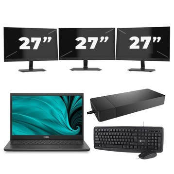 Dell Latitude 3430 -   i3-12e 8GB  - 256GB  + 3x 27 inch, Qwerty, Verzenden, Refurbished, 14 inch