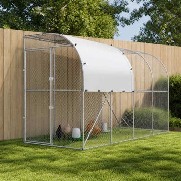 vidaXL Kippenhok Tegen de Muur zilver 400 x 150 x 215 cm, Dieren en Toebehoren, Verzenden, Nieuw