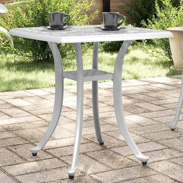 vidaXL Tuintafel 53x53x53 cm gietaluminium wit, Verzenden, Nieuw, Aluminium