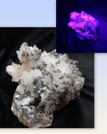 Fluorescente calciet met galena en sphaleriet Exemplaar -, Verzamelen