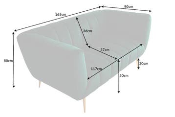 Retro 2-zitsbank NOBLESSE 165cm smaragdgroen fluwelen, Ophalen of Verzenden, Nieuw