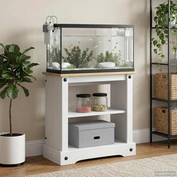 vidaXL Aquarium Stand CORONA Wit en Bruin 60,5 x 30 x 60 cm, Verzenden, Nieuw