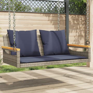 vidaXL Schommelbank met kussens 109x62x40 cm poly rattan, Tuin en Terras, Tuinbanken, Verzenden, Nieuw