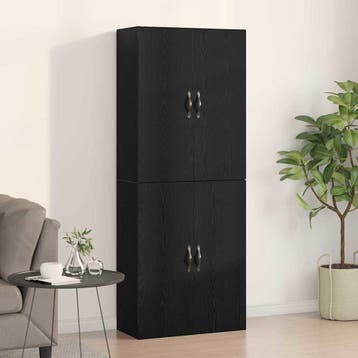 vidaXL Wandkast 2 st Zwart Eiken 69,5 x 34 x 90 cm Bewerkt, Minder dan 50 cm, Verzenden, Nieuw, Minder dan 100 cm