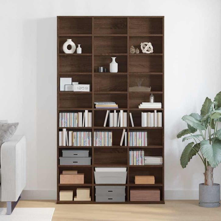 vidaXL Cd-kast 102x23x177,5 cm bewerkt hout bruin eikenkleur, Huis en Inrichting, Woonaccessoires | Cd- en Dvd-rekken, Nieuw, Verzenden