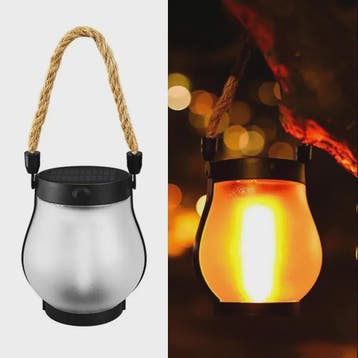 Solar Camping Lantaarn met Vlam Effect - USB Oplaadbaar, Wat, Huis en Inrichting, Lampen | Hanglampen, Verzenden, Nieuw
