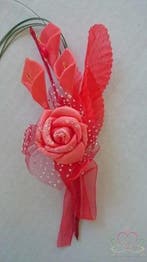 Corsage van foam roosje en callas + blaadjes matrood, Ophalen of Verzenden, Nieuw