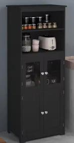 Zwarte Keukenkast 162 cm – Glazen Deuren MDF Opbergkast, Huis en Inrichting, Keuken | Keukenelementen, Verzenden, Nieuw