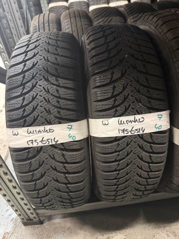 175-65-14 Kumho Winterbanden 7mm Incl Montage 175 65 14, Auto-onderdelen, Ophalen, 14 inch, Gebruikt, 175 mm