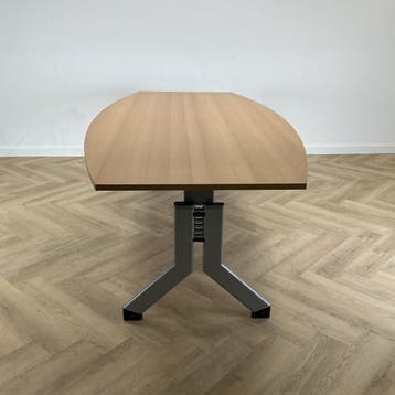 Kembo verstelbare vergadertafel 240x120 cm, beuken - grijs, Ophalen of Verzenden, Gebruikt, Bureau