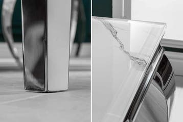 Design eettafel MODERN BAROK 180 cm wit chroom glazen blad, Ophalen of Verzenden, Nieuw