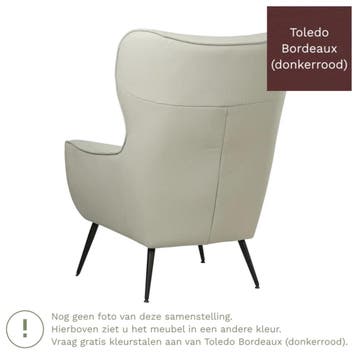 Leren fauteuil Flair - Toledo Bordeaux (donkerrood), Huis en Inrichting, Eigentijds, Modern, Retro, Romantisch, Nieuw, Ophalen of Verzenden