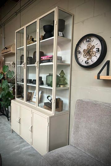 Vitrinekast staal hoog buffetkast glas dressoir 15 % korting, Met deur(en), Landelijk industrieel japandi  basic romantisch vintage
