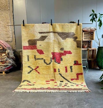 Artistiek Marokkaans Boujad Tapijt – Handgeweven Berberwol, Huis en Inrichting, Stoffering | Tapijten en Kleden, Nieuw