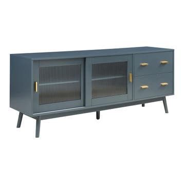 Tv-meubel Susa met lades en schuifdeuren met glas 160x40x65, Verzenden, Nieuw