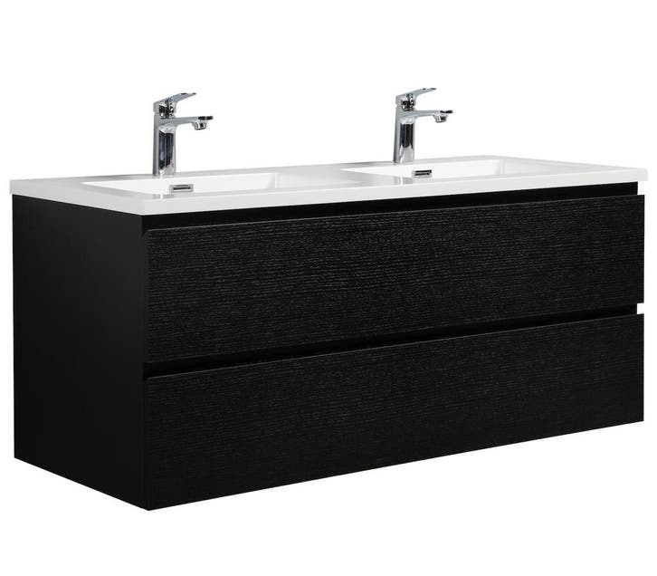 Badkamermeubel Set Angela 120cm Zwart Houtnerf  Badmeubel, Huis en Inrichting, Badkamer | Badkamermeubels, Nieuw, Wastafelkast