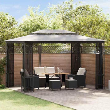 vidaXL Prieel met netten 300x400x265 cm antracietkleurig, Verzenden, Nieuw