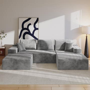Moderne U-vormige Corduroy Bank met Memory Foam - Modulair e, Verzenden, Nieuw