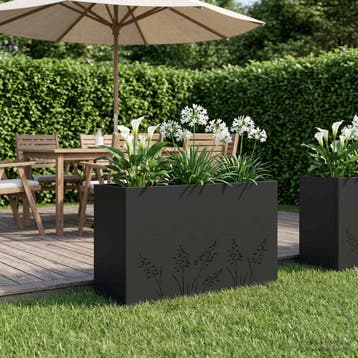 vidaXL Plantenbak Zwart 80 x 30 x 49 cm Koudgewalst staal, Verzenden, Minder dan 60 cm, Nieuw, Metaal
