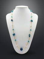 24 karaat - Murano-glas, Geel goud - Halsketting - 24 kt, Antiek en Kunst, Antiek | Glas en Kristal