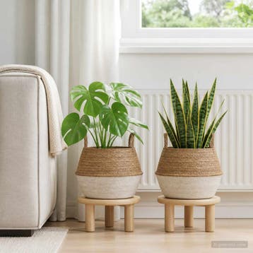 vidaXL Plantenpot met handvatten 2 st Wit Ø 45 x 36 cm 100%, Verzenden, Nieuw, 30 tot 60 cm