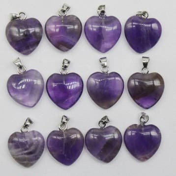 30x Natuursteen Hart Hangers (Amethist/Kwarts/Agaat) - DIY S, Verzenden, Nieuw