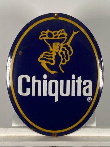 Chiquita - Emaille bord - 50x40 cm - Gemaakt van een dikke