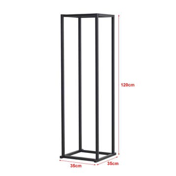 [en.casa] Brandhout rek Tibro houtopslag 35x35x120 cm zwart, Verzenden
