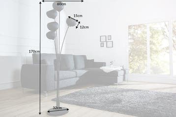Vloerlamp MAGMA 170 cm 5 lampenkappen zwart goud - 37004, Ophalen of Verzenden, Nieuw