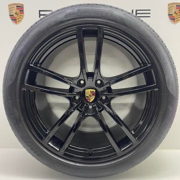 Porsche Cayenne E3 I+II ORIGINELE 21 Turbo zwart met banden, Auto-onderdelen, Ophalen, Gebruikt, Banden en Velgen, 21 inch