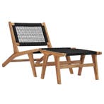 vidaXL Ligbed met voetensteun massief teakhout en touw, Tuin en Terras, Ligbedden, Verzenden, Nieuw