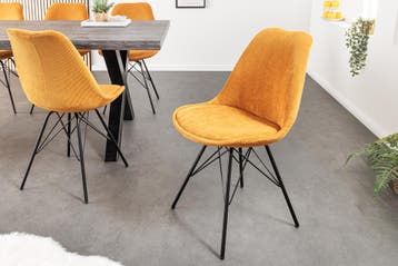 Design stoel SCANDINAVIA MEESTERSTUK mosterdgeel koord zwart, Ophalen of Verzenden, Nieuw