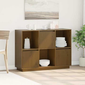 vidaXL Dressoir 110,5x35x80 cm massief grenenhout, Huis en Inrichting, Kasten | Dressoirs, 100 tot 150 cm, Verzenden, Nieuw, Grenenhout