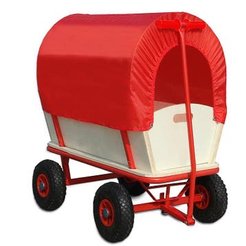 Handkar Bruin/Rood Hout 168x99x61cm met Huif (Loopwagens), Verzenden, Nieuw