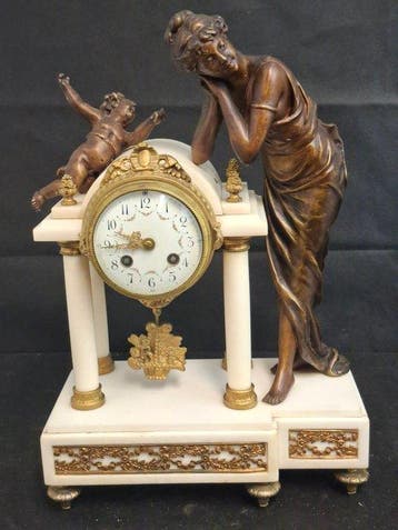 Pendule - Marmer - 1850-1900, Antiek en Kunst