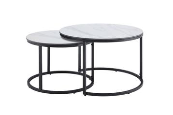 Salontafel ELEGANCE 75cm set van 2 keramiek wit, Huis en Inrichting, Tafels | Salontafels, Ophalen of Verzenden, Nieuw