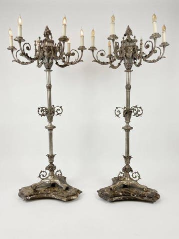 Lamp (2) - vernikkeld, Antiek en Kunst